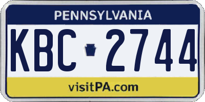 PA license plate KBC2744