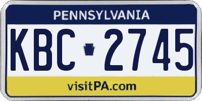 PA license plate KBC2745