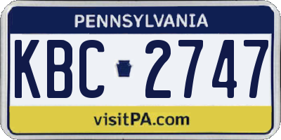 PA license plate KBC2747