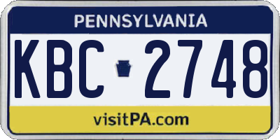 PA license plate KBC2748