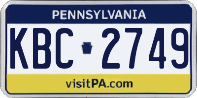 PA license plate KBC2749