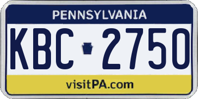 PA license plate KBC2750