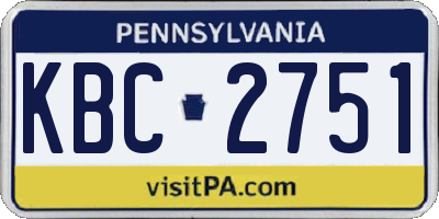 PA license plate KBC2751