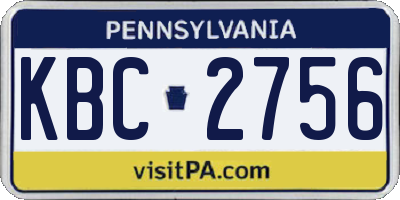 PA license plate KBC2756