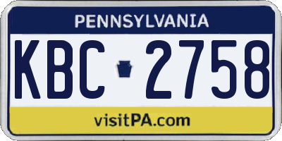 PA license plate KBC2758