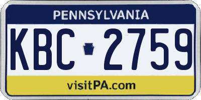 PA license plate KBC2759