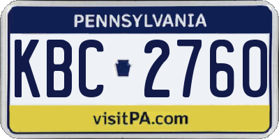 PA license plate KBC2760