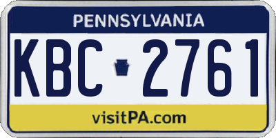 PA license plate KBC2761