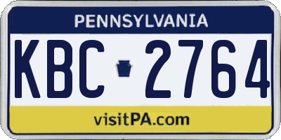 PA license plate KBC2764