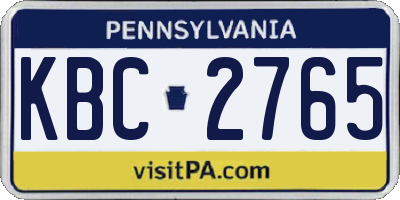 PA license plate KBC2765