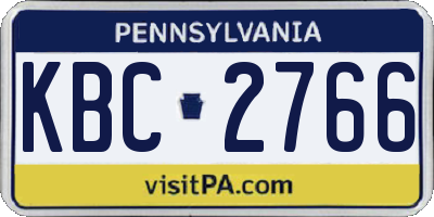 PA license plate KBC2766