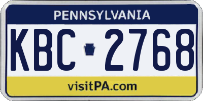PA license plate KBC2768