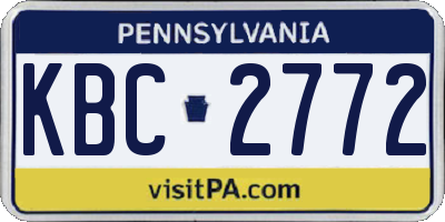 PA license plate KBC2772