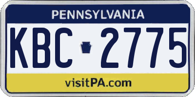 PA license plate KBC2775