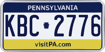 PA license plate KBC2776