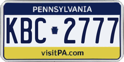 PA license plate KBC2777