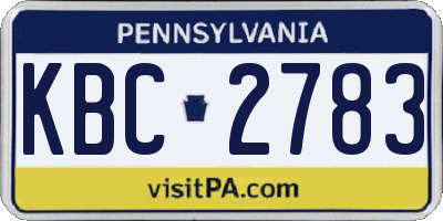 PA license plate KBC2783