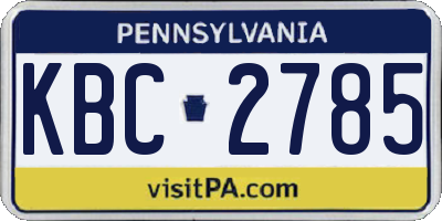 PA license plate KBC2785