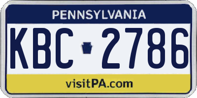 PA license plate KBC2786