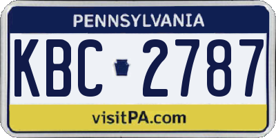PA license plate KBC2787