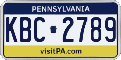 PA license plate KBC2789