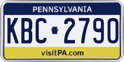 PA license plate KBC2790