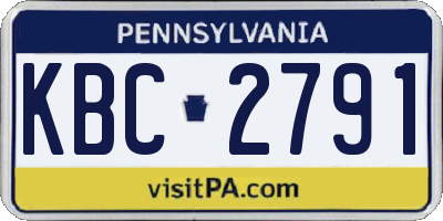 PA license plate KBC2791