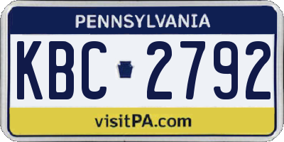 PA license plate KBC2792