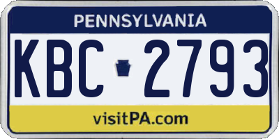 PA license plate KBC2793
