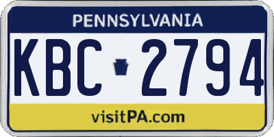 PA license plate KBC2794