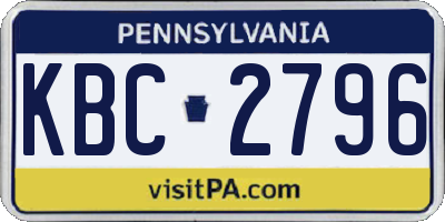 PA license plate KBC2796