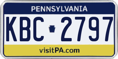 PA license plate KBC2797