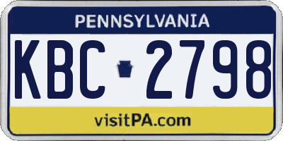 PA license plate KBC2798