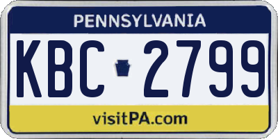 PA license plate KBC2799