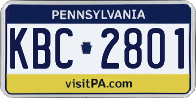 PA license plate KBC2801