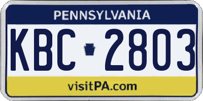 PA license plate KBC2803