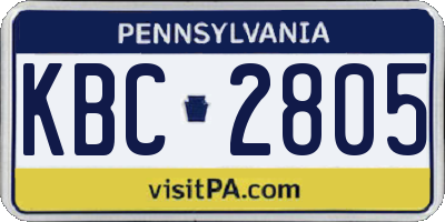 PA license plate KBC2805