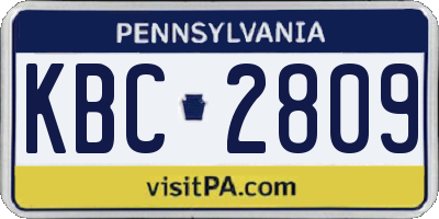 PA license plate KBC2809