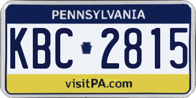 PA license plate KBC2815