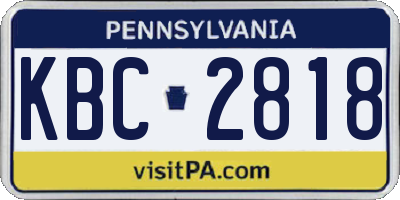 PA license plate KBC2818