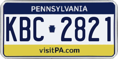 PA license plate KBC2821