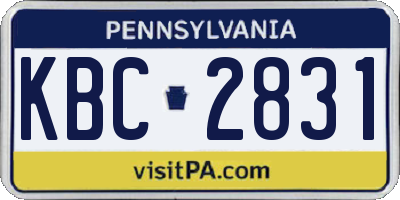 PA license plate KBC2831