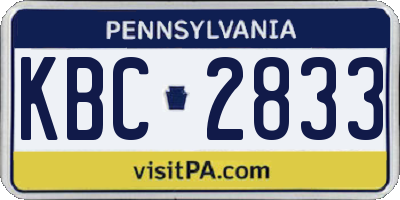 PA license plate KBC2833