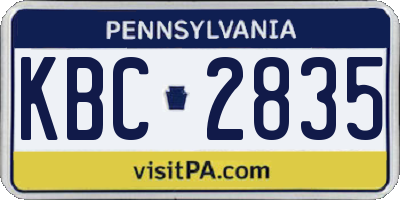 PA license plate KBC2835