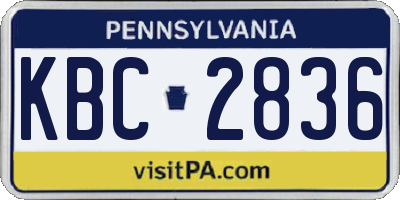 PA license plate KBC2836