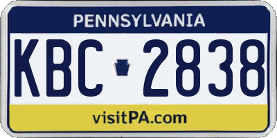 PA license plate KBC2838