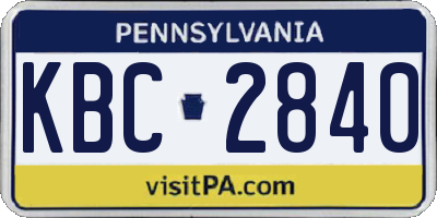 PA license plate KBC2840