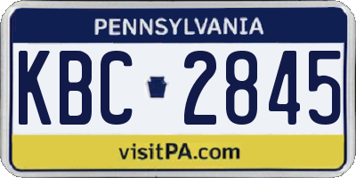 PA license plate KBC2845