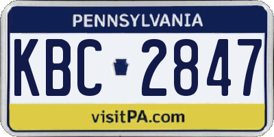 PA license plate KBC2847