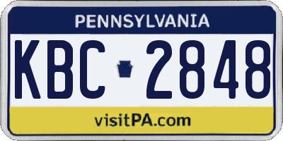 PA license plate KBC2848